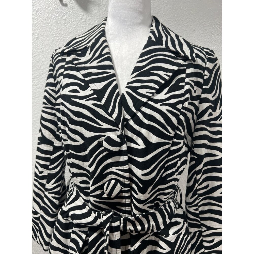 Inc Zebra Print Overcoat Button Front Size Medium… - image 5